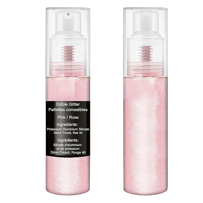 Edible Glitter Spray - 20g Luster Dust Edible Food Grade Glitter for Cake Decorating, Cocktails, Drinks - Shimmer Dust Powder Metallic Food Coloring Powder for Cookie, Candy, Icing (Pink)