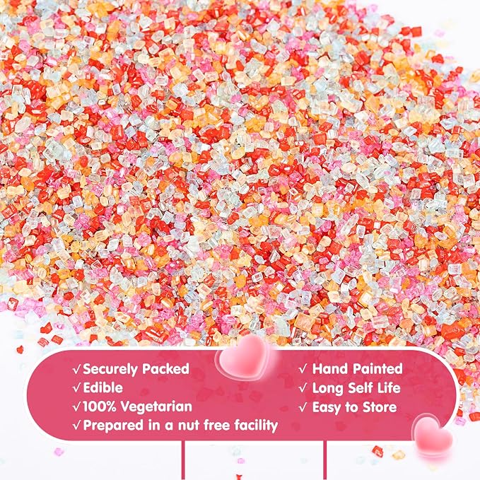 Rainbow Sanding Sugar Sprinkles,Edible Colorful Sprinkle Mix,150g/5.3oz,Edible Sugar Crystals for Cake Decorating,Sprinkle Mix for Baking Decorations,Cookies,Ice Cream,Fondant Cake,Caramel Apples,Cupcakes,Desserts,Wedding Birthday Party Supplies