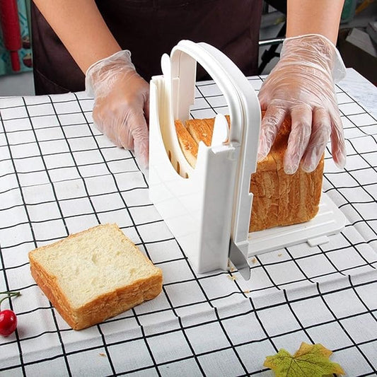 Bread Slicer Toast Cutting Adjustable Roast Loaf Slicer Cutter Foldable Compact Toast Slicing Machine Plastic Bread Slicer for Homemade Bread Foldable Kitchen Baking Tools, Upgrated