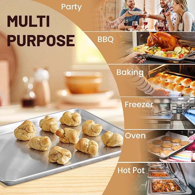 BIEAMA 12 Pack Full Size Baking Sheet Pan Aluminum Commercial Pan for Oven Freezer Bakery Hotel Restaurant 26" × 18"