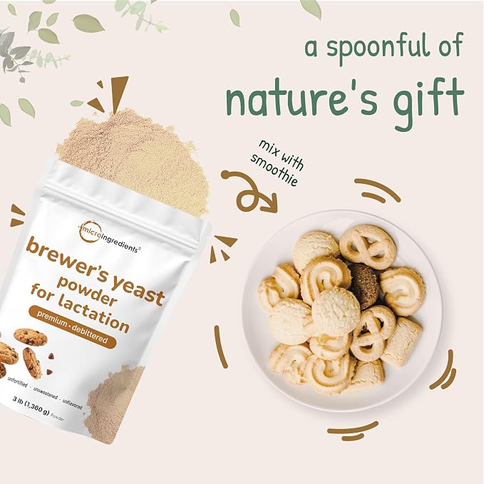 Brewers Yeast Powder for Lactation, 3lbs (90 Servings) | Debittered Brewers Yeast for Breastfeeding Support | Great for Lactation Cookies & Tea | Rich Vitamin B Complex & Protein Source | Non-GMO