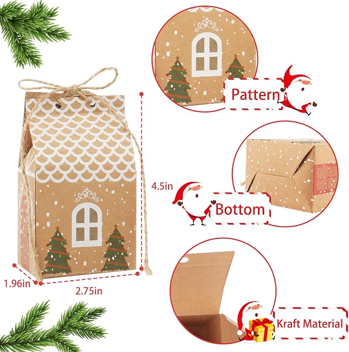 ANCIENTPWR 50 Christmas Treat Boxes for Party Favors