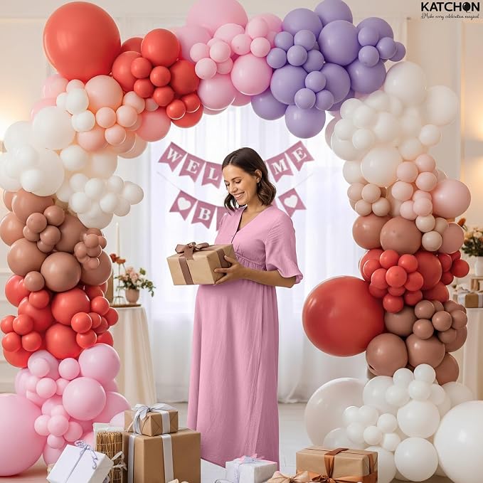 KatchOn, Pastel Balloon Arch Kit- Pack of 110 | Red, Pink, Purple & White Latex Balloon Garland Kit | DIY Balloon Arch for Birthday, Anniversary, Wedding Party Decorations