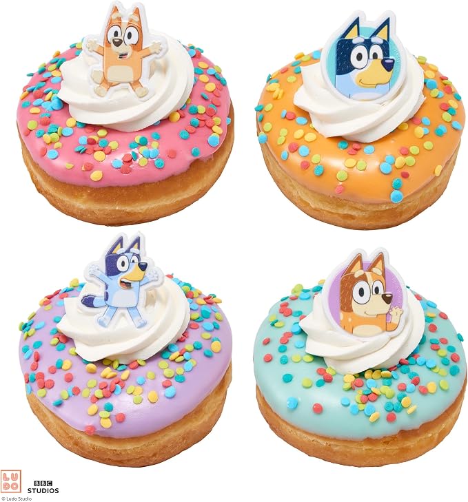 DecoPac Bluey So Much Fun Rings, 72 Cupcake Decorations Featuring Bluey, Bingo, Bandit, and Chilli, 3D Food Safe Cake Toppers – 72 Pack