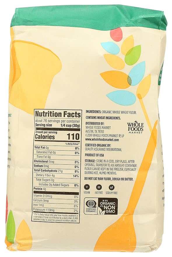 365 by Whole Foods Market, Organic 100% Whole Wheat Flour, 80 Ounce (Pack of 2)