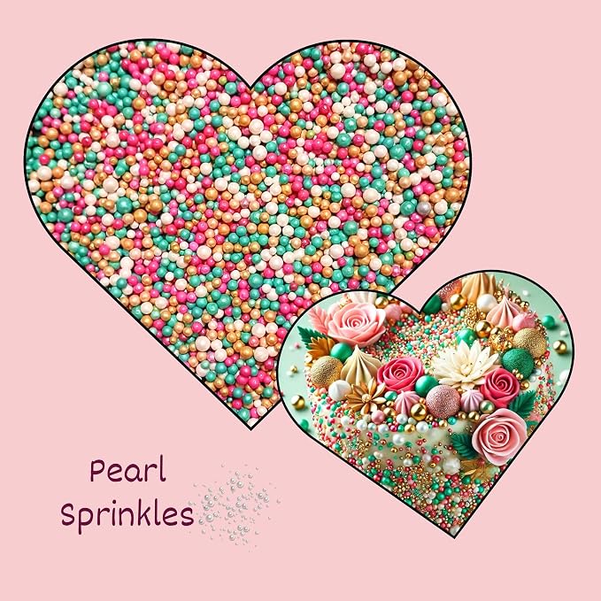 Confect Love Disco Balls Sprinkles Mix | Edible Decorative Pearl Balls in Turquoise, Pink, Gold & White – Cake Sprinkles for Decorating Cupcakes, Cookies, Cakes, and Party Treats | Vegan, Gluten-Free, Nut-Free, Soy-Free, Dairy-Free, Palm Oil-Free- 4.2