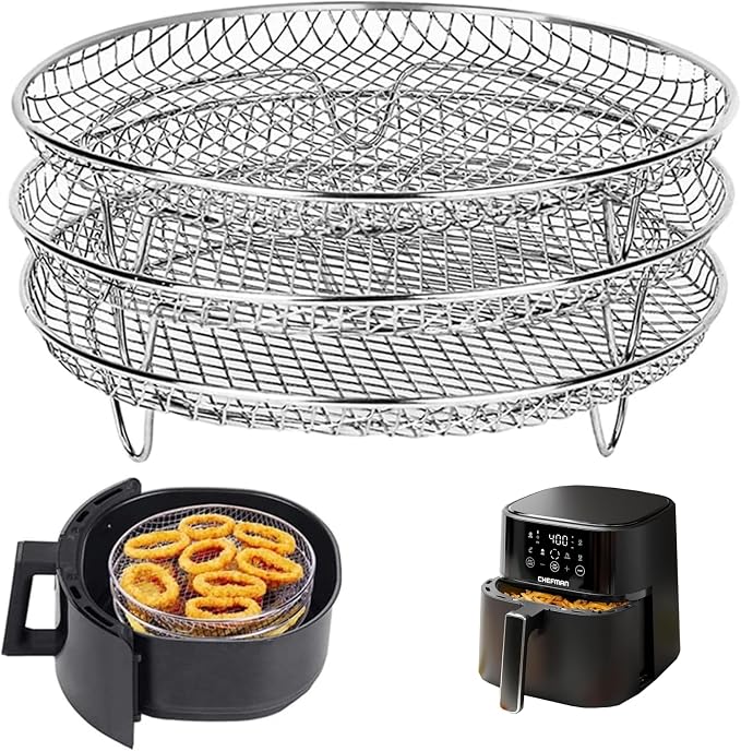 3 layer circular Baking net Air Fryer Racks for Gowise USA Airfryer,Accessories for Ninja AirFryer,Fit all 4.2QT - 5.8QT Air fryer,Oven,Press Cooker (Circle)