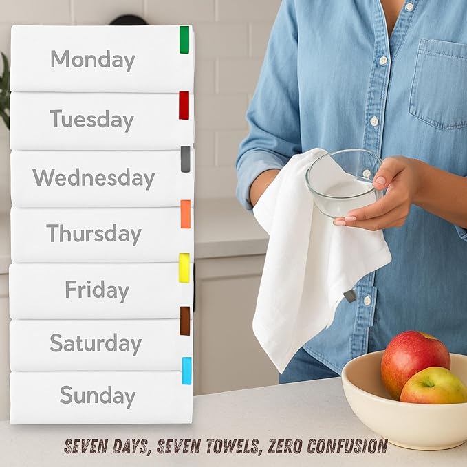 Flour Sack Towels| Tea Towel for Crafts| Kitchen Towels Cotton Blank Towel for Embroidery Baking Bread Proofing Linen Cover | Super Absorbent Dish Towels with Color Hanging Loops 7 Pack 28"x28" White