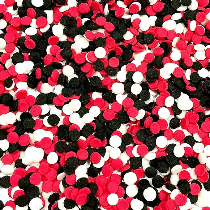 Homipooty Red and Black White Round Sprinkles for Cake Decorating 100g/3.5oz Edible Confetti Sprinkles Mix for Baking, Ice Cream Toppings, Cupcakes, Cookies, Donuts
