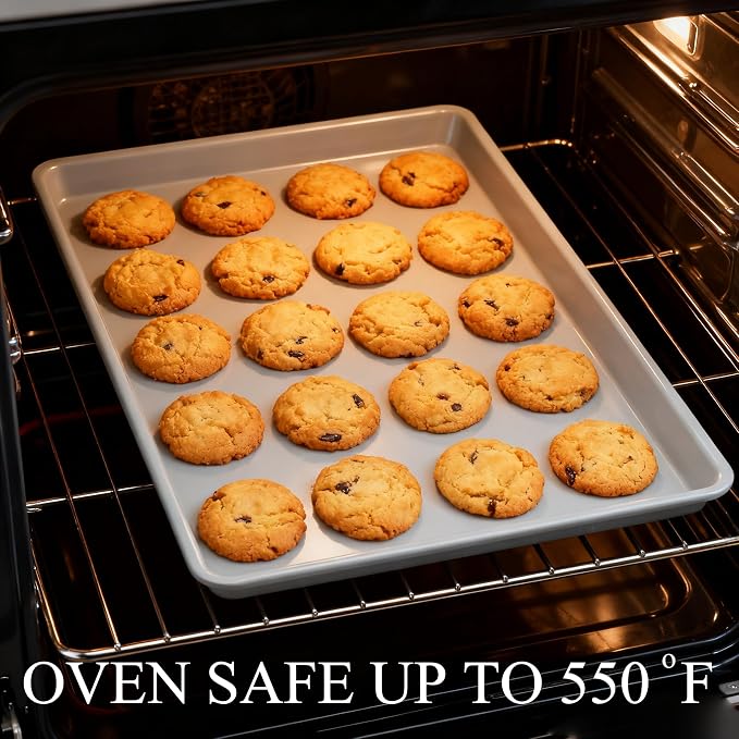 Ceramic Baking Sheet, Cookie Sheets for Baking 15x10", Non-Stick & Non-Toxic Ceramic Coating, 2.2mm Thick Aluminum Oven Trays for Cooking, PTFE & PFOA Free