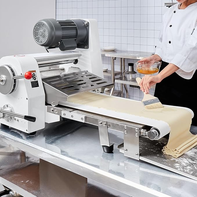 VEVOR Commercial Dough Sheeter Machine, 19.7-Inch Reversible Puff Pastry Sheeter and Fondant Roller, Electric Dough Roller 0-1.4" Adjustable Thickness, Folding Dough Sheeter for Bakeries, Pastries