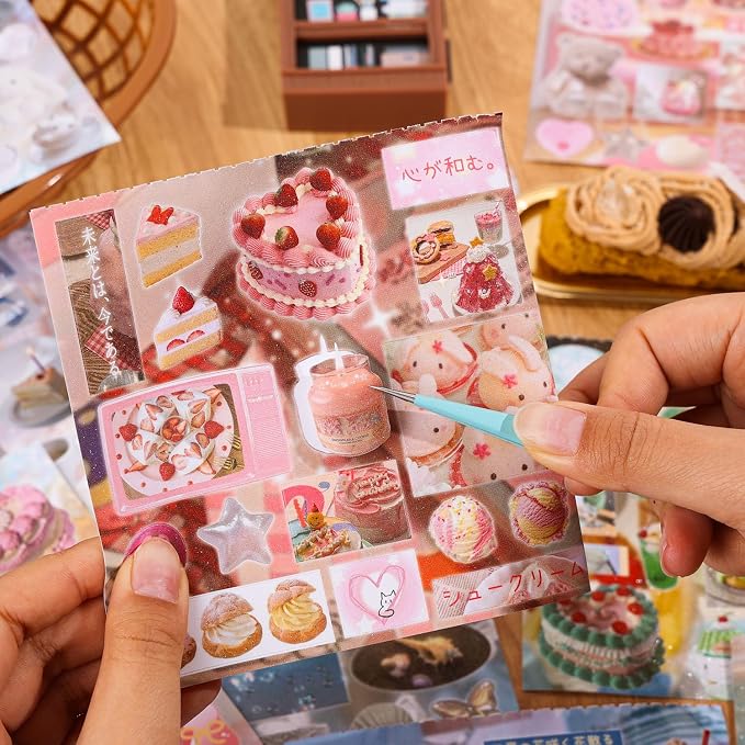 Girl's Japanese Retro Sticker Book, Food and Daily Life Theme - 650+ Cute Old Showa Style Foodie Stickers, for DIY Scrapbooking Journaling Handbook Decoration