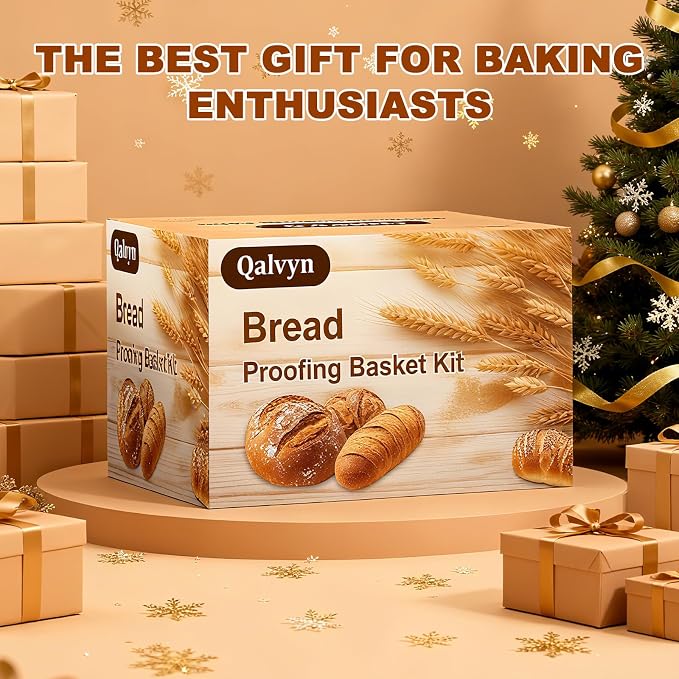 Sourdough Starter Kit with Basket Sourdough Starter Jar for Beginner | 47PCS Set with 9&10-inch Proofing Baskets,34oz Sourdough Starter Jar, Bread making tools & Gift for Women Wife Mom