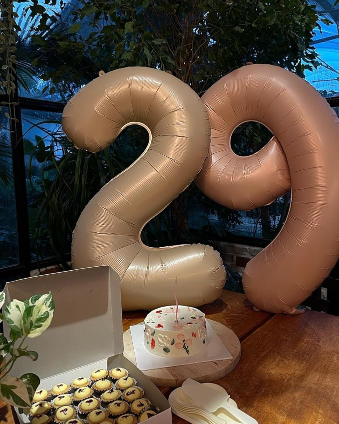 Light Brown 9 Balloon, Tan Number Balloons 40 Inch, 9th Giant Beige Birthday Decorations for Boys Girls, 19th 29th Khaki Party Decorations Supplies, Sandy Brown Number 9 Balloon