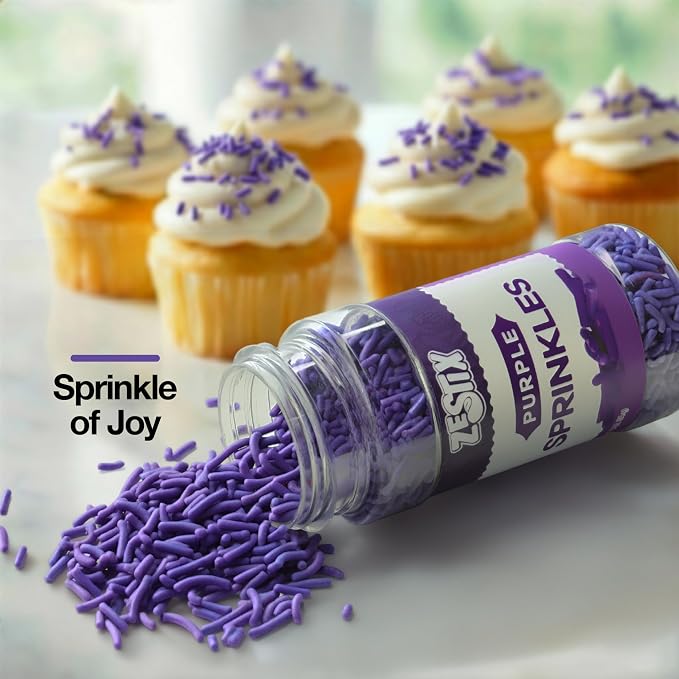 Purple Sprinkles 3 oz Bottle | Jimmies Sprinkles for Cake Decorating | Dessert Topping for Baking, Cupcakes, Cookies, Ice Cream, Parties, Holidays & Everyday Celebrations