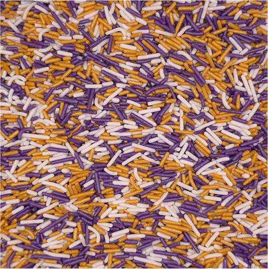 NCS Pearlized White, Purple & Gold Jimmies Edible Sprinkles – Cupcake, Cake & Cookie Decorations, 7 oz