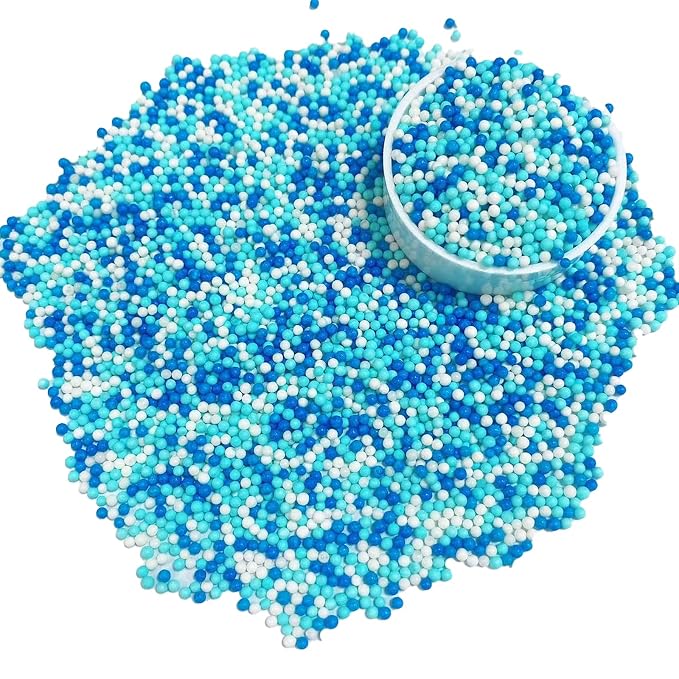 PhilaeEC Blue and White Nonpareils Sprinkle 2mm Mini Peals Sprinkle Edible for Cake Decoration Cupcake Topper Cookie Baking Decorations Halloween Christmas Valentine Supplies