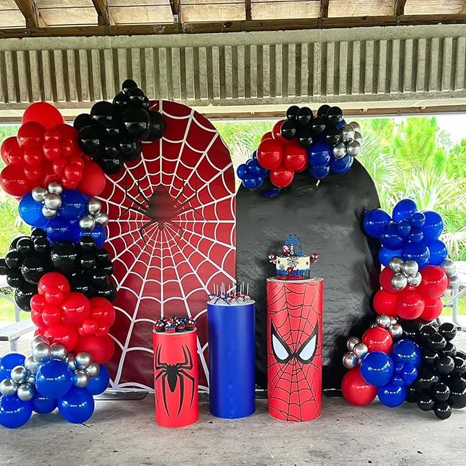 Bonropin 159pcs Black Red and Blue Balloons Arch Garland Kit, Spider Theme Balloon Arch with Explosion Star Balloons for Men Baby Shower Spider Theme Birthday Party Decorations