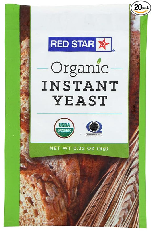 Red Star Organic Instant Yeast, Kosher, USDA Certified Organic, 0.32 Ounce (Pack of 20)