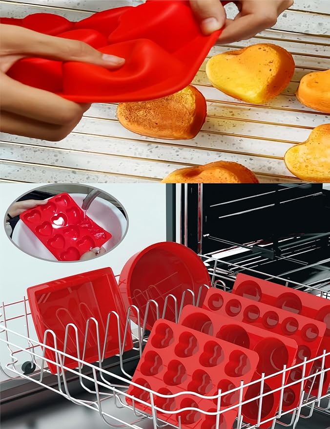 2 Pcs 3.81 Inch Stainless Steel Donut Cutter, Heart Mold, Silicone Cupcake Pan, Baking Molds Silicone Shapes, Heart Bagel Biscuit Dough Divider for Pastry Baking