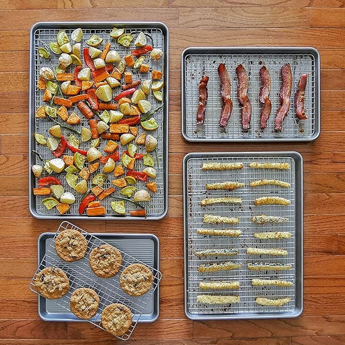 USA Pan Jelly Roll Baking Pan and Bakeable Cooling Rack, Nonstick Commercial Quality