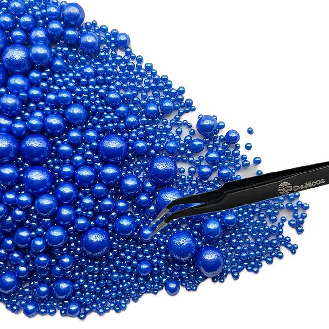 Royal Blue Edible Pearl Sprinkles for Cake Decorating 5.1 OZ Royal Blue Edible Pearls Edible Cupcake Decorations Halloween Christmas Cookie Decorations Edible Sugar Pearls for Cakes,Cupcakes Toppers Baby Shower Wedding Supplies with Tweezers