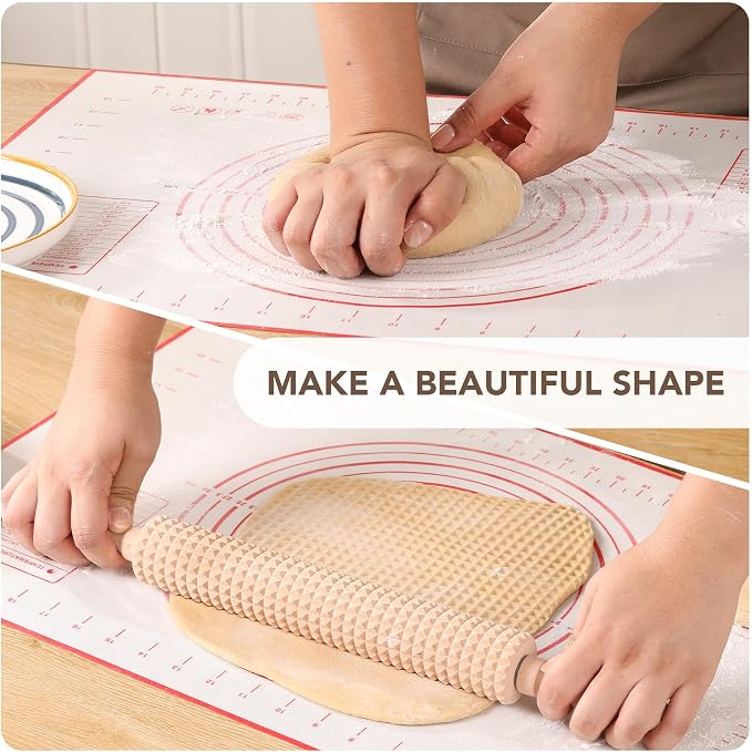 Deep Notched Rolling Pin Wooden Crispbread knobbly fluted rolling pin for Home Professional Use Wood Swedish Thin Bread Grooved Rolling Pin Prepare Delicious Soft Flatbreads and Crackers