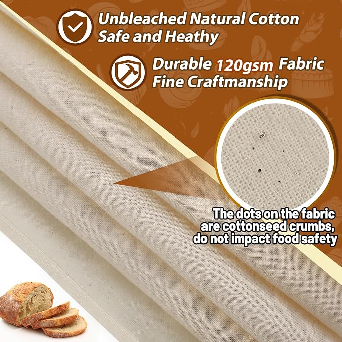 3Pcs 28"x28" Large Tea Towels for Sourdough Bread Baking - 100% Cotton Unbleached Reusable Flour Sack Towels, Proofing Cloth Supplies for Baguettes, Loaves, Ciabatta Dough Rising