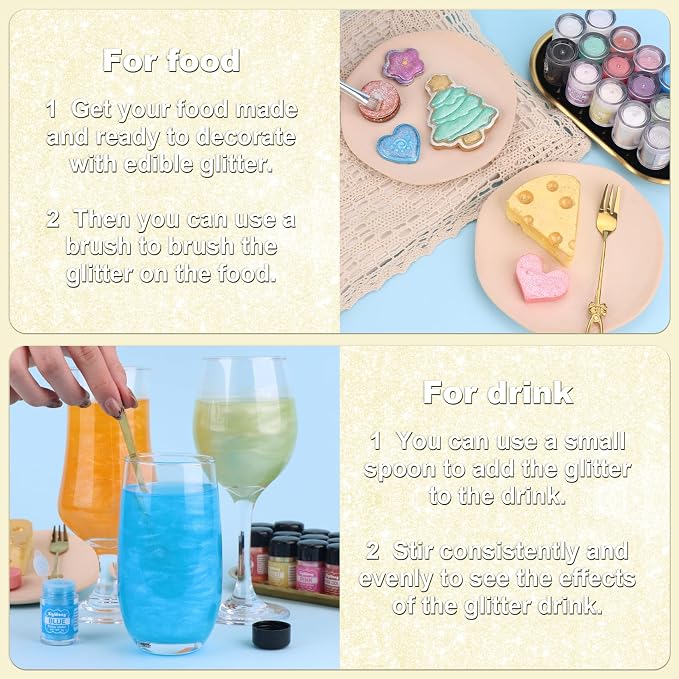 Iridescent Gold Edible Glitter - 5g Food Grade Cake Decorating Shimmering Glitter, Edible Sprinkle Luster Dust for Drinks, Chocolates, Fondant, Strawberries, Cupcakes, Candy, Easter Cookie - Vegan