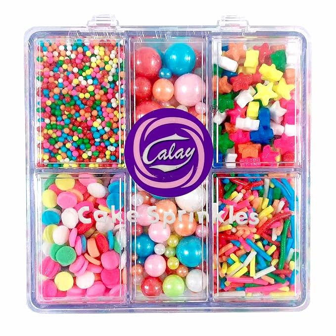 Sentovac Rainbow Sprinkles Pearl 2mm Nonpareils Jimmies Star and Confetti Mix for Cake Decorating Candy Cupcake Cake Topper Cookie Baking Decorations Supplies
