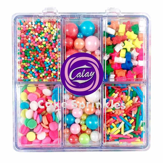 Sentovac Rainbow Sprinkles Pearl 2mm Nonpareils Jimmies Star and Confetti Mix for Cake Decorating Candy Cupcake Cake Topper Cookie Baking Decorations Supplies