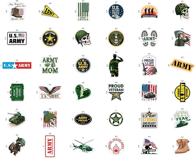 100Pcs Funny Army Stickers and Decals, Military Stickers for Laptop, Water Bottle - Army Gifts, Military Party Supplies - Gift for Women & Men