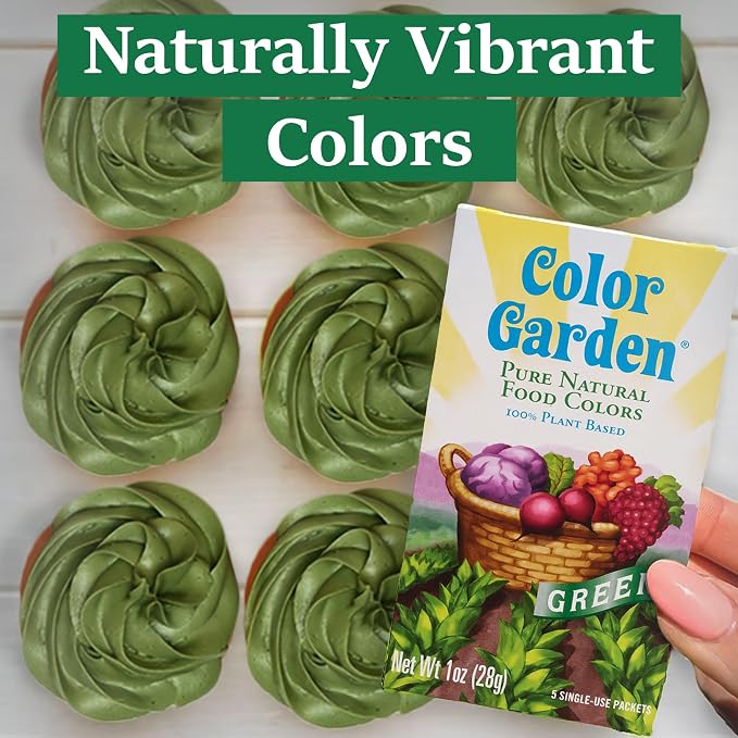Color Garden Pure Natural Food Coloring, Green – 5 ct 1 oz | Plant-Based, Vegan, Non-Toxic Liquid Food Dye, Healthy Food Coloring