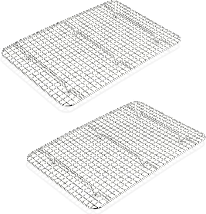 P&P CHEF 15.3 Inch Cooling Baking Rack Set of 2, Stainless Steel Grid Cooking Racks for Roasting Drying Grilling, Oven & Dishwasher Safe, Heavy Duty & Healthy