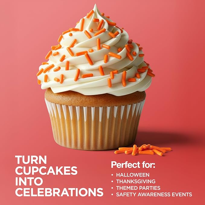 Orange Sprinkles 3 oz Bottle | Jimmies Sprinkles for Cake Decorating | Dessert Topping for Baking, Cupcakes, Cookies, Ice Cream, Holidays & Vibrant Celebrations