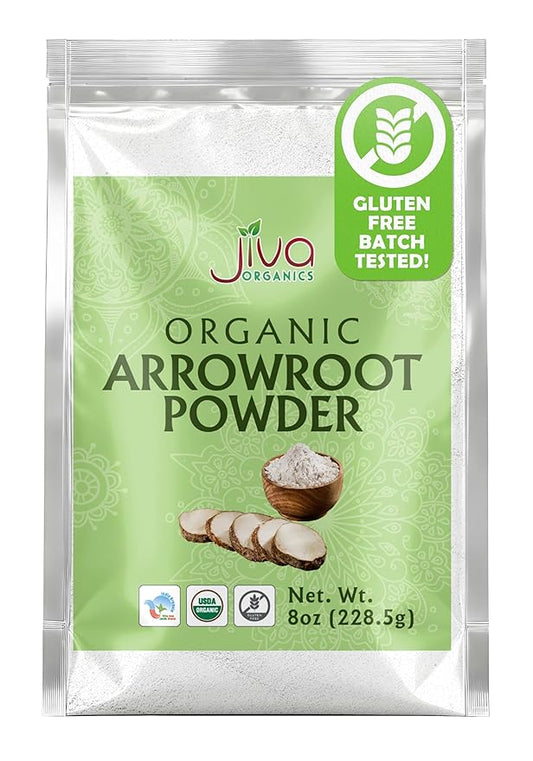 Jiva Organics Organic Arrowroot Flour (Powder) 8 Ounce Bag - Raw, Non-GMO, Gluten Free