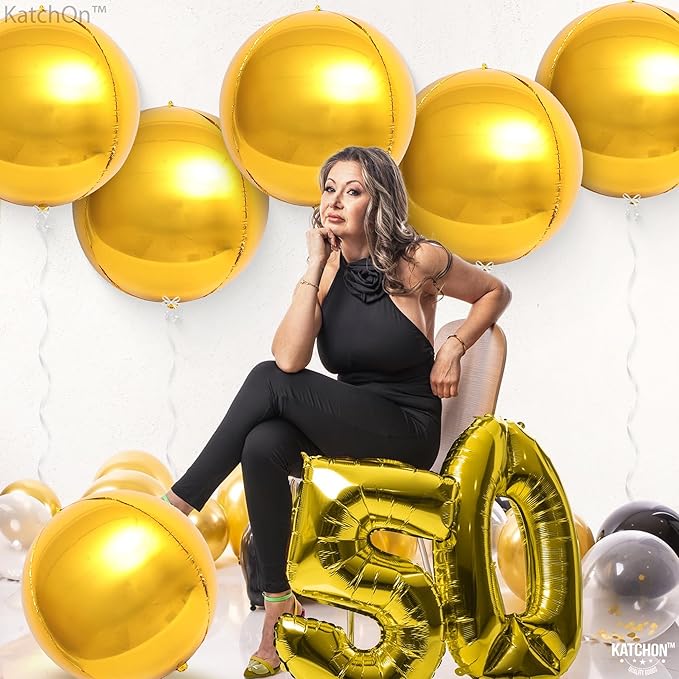KatchOn, Large Gold Foil Balloons - Huge 22 Inch, Pack of 6 | Gold Mylar Balloons for Golden Party Decorations, St Patricks Day Decorations | Metallic Balloon for Ramadan Decorations, Birthday Party