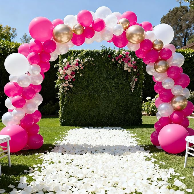 104pcs Hot Pink Balloons Assorted Sizes (18/12/10/5 Inch) - Dark Pink & Magenta Latex Balloons for Bachelorette Party, Princess Birthday, Bridal Shower & Wedding Decorations