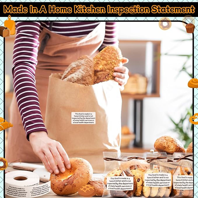 Marspark 500 Count Cottage Food Law Labels Stickers Made in A Home Kitchen Inspection Statement Thermal Printed Labels for Home Kitchen(2 x 1 Inch)