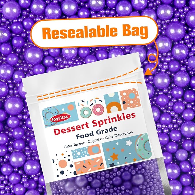 Purple Pearl Sprinkles for Cake Decorating, 150g/5.29oz Mix Size, Edible Pearl Candy, Purple Sugar Sprinkles, Pearl Cake Decoration, Cupcake&Cookies Topper, Easter, Holiday, Wedding Party Supplies