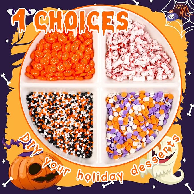 Dazzjoy Halloween Pumpkin Sprinkles, 150g/5.29oz, Edible Orange Sprinkles for Cake Decorating, Edible Cake Decoration & Cupcake Topper