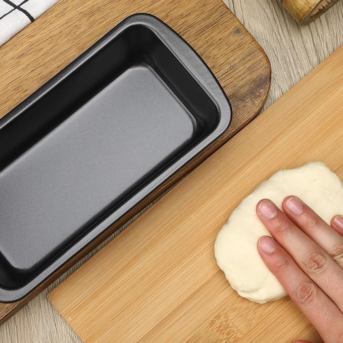 Patelai 4 Pack Small Loaf Pans for Baking Bread Non Stick Bread Pan Rectangle Baking Tray Toast Mold(Black,10 x 5.12 Inch)