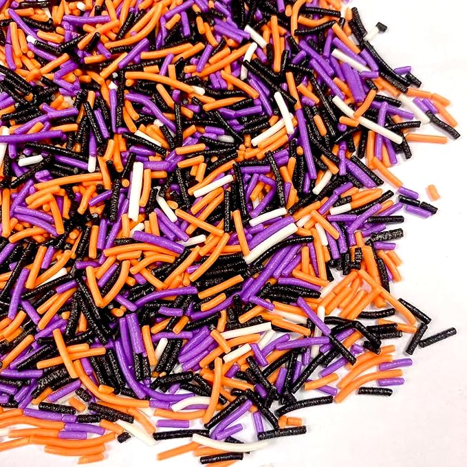 Sentovac Halloween Jimmies Sprinkles Edible for Cake Decorating Orange Black Purple White Sprinkles Candy Cookie Cupcake Topper Ice Cream Baking Decorations Halloween Christmas Supplies 3.53oz