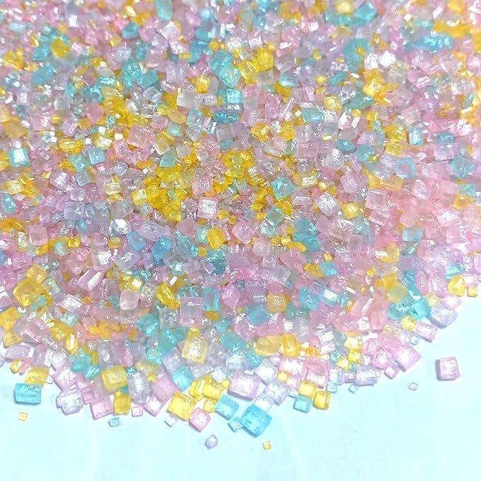 Sentovac Pastel Sugar Crystals for Baking Edible Spring Easter Coarse Large Crystals Sparkling Sugar Sprinkles Cake Cookie Cupcake Topper Ice Cream Decoration Supplies