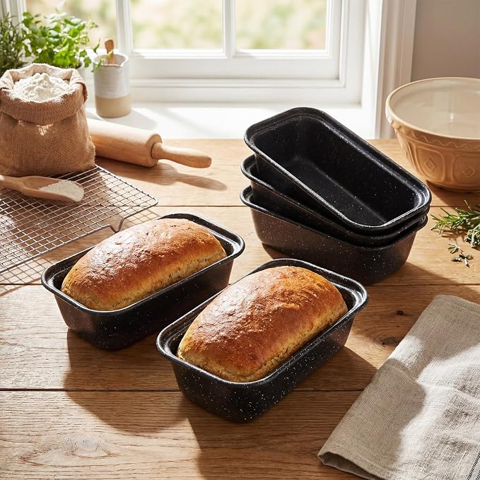 Uiifan 12 Pcs Mini Loaf Pan for Baking Bread Non Stick Small Banana Bread Tins Mini Loaf Pans for Nonstick Tiny Meatloaf Pan Carbon Steel for Oven and Baking (6 * 3.3 * 2inch,Gray with Dots)
