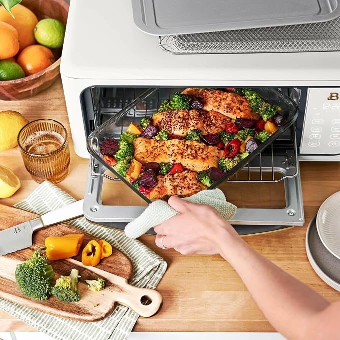 Infrared Air Fry Toaster Oven 9 Slice, 1800W Countertop Oven with Convection & Air Fry Functions, Digital Touch Display, Multi Cooking Modes for Baking, Broiling & Reheating