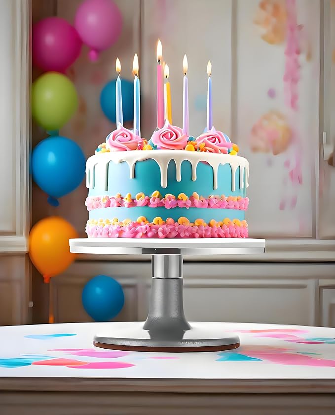 Cake Turntable Aluminum Alloy Revolving, Yizish 12 inch Rotating Cake Stand Decorating Kits for Baking, Pastries and Cupcakes