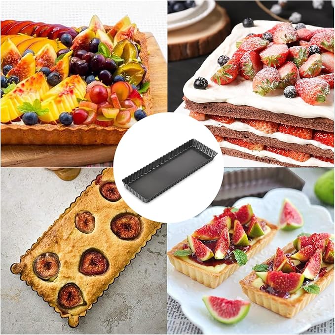 14 Inch 2pc Rectangular Tart Pan Set, Tiramisu Cake Pan, Long Non-Stick Quiche Pan with Loose Bottom, for Baking Desserts, Send Goods from Local Warehouse