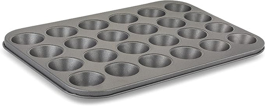 husMait 24-Cup Mini Muffin Pan - Non-Stick Carbon Steel Mini Cupcake Pan - Heavy Duty Metal Baking Tray, Warp-Resistant, PFOA Free & Dishwasher Safe