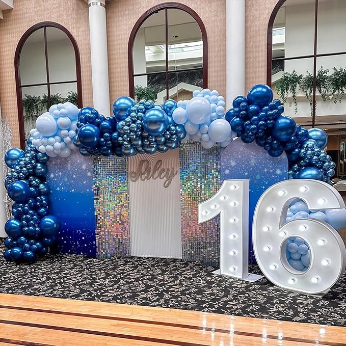 YMSZ Blue Balloon Garland Arch Kit, Navy Blue Balloons Metallic Blue Balloon for Birthday, Baby Shower, 2026 Graduation, Anniversary Party Decorations